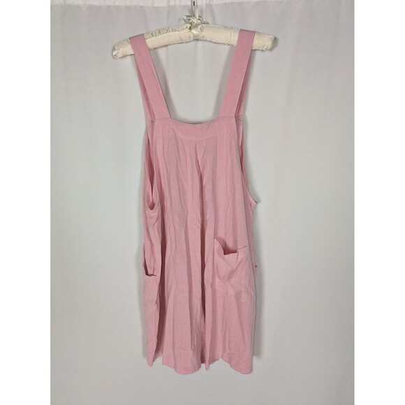 NWT Daceslon Jumpsuit L Women's Pink Adjustable Strap Linen Jumper Bib Overalls - Picture 5 of 8
